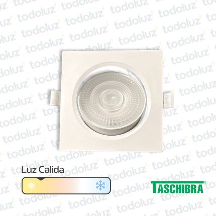Spot Led Cuadrado Movil p/ Embutir Borde Blanco 7W 560lm 38° Luz Calida 3000°k Taschibra