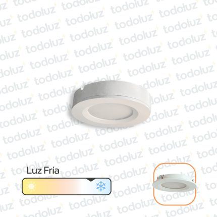 Spot Led Redondo Embutir/Adosar Borde Blanco 2W Luz Fria 6500°k