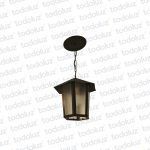 Farol Colgante Negro Estilo Colonial Ventana 6C Vd. Esmerilado 1*E27 (55.080)