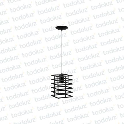 Colgante Cuadrado Rejilla de Laminas Rectas Negro 1*E27 (54.138.NG)