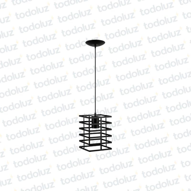Colgante Cuadrado Rejilla de Laminas Rectas Negro 1*E27 (54.138.NG)