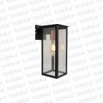 Farol p/ Pared Negro Estilo Vintage Vertical Ventana 4C V. Transp. c/ Mensula Portalamp. Rose Cobrizo 1*E27 315mm (55.089)