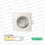 Spot Led Cuadrado Movil p/ Embutir Borde Blanco 7W 560lm 45° Luz Calida 3000°k Taschibra