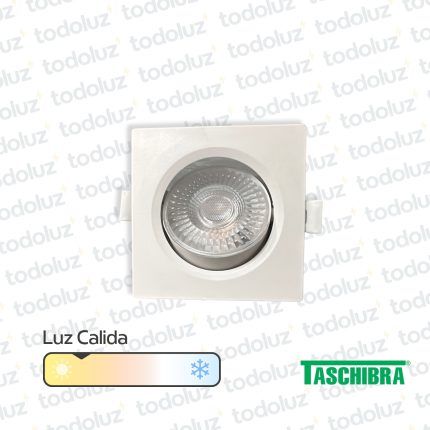 Spot Led Cuadrado Movil p/ Embutir Borde Blanco 7W 560lm 45° Luz Calida 3000°k Taschibra