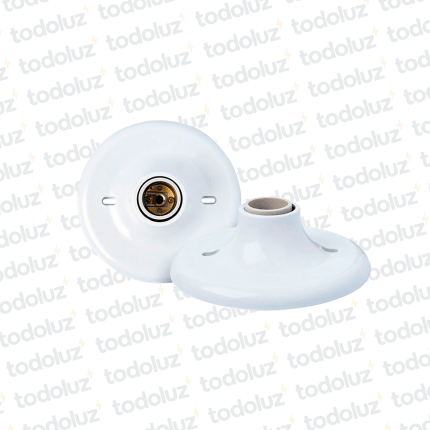 Portalampara E27 c/ Base Disco Plastico Blanco c/ P. Porc. ECO 100W 250V Ilumi
