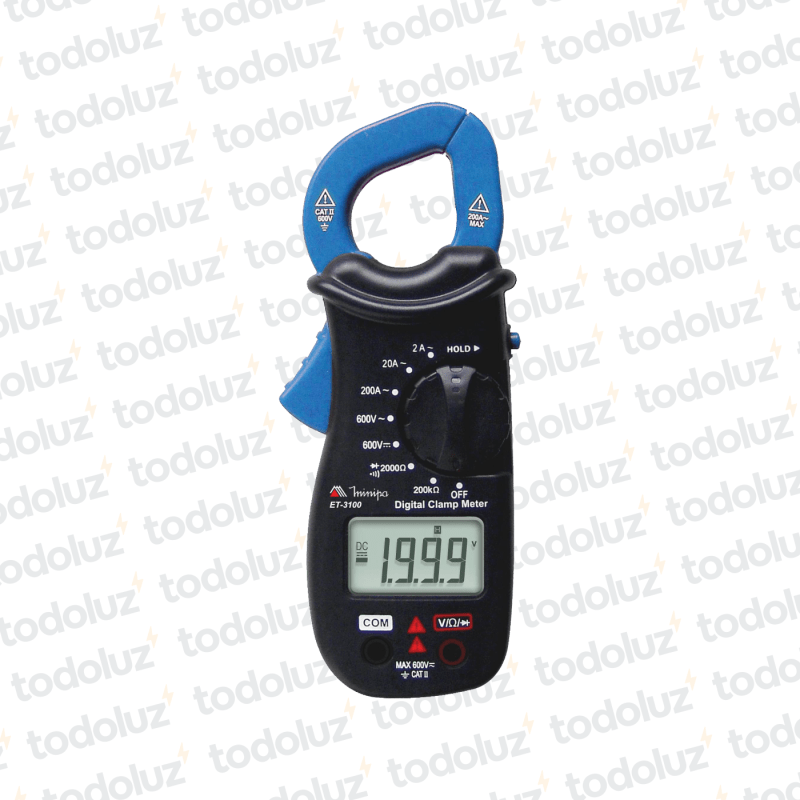 Pinza Amperometrica Digital Compacta (Corriente 200A ac)(Tension 600Vac/dc)(Cat.II/600V) Minipa