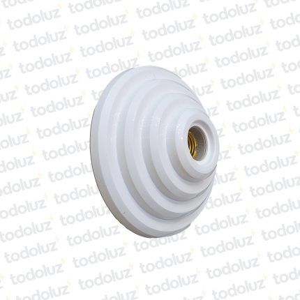 Portalampara E27 c/ Base Disco Piramidal Plastico Blanco