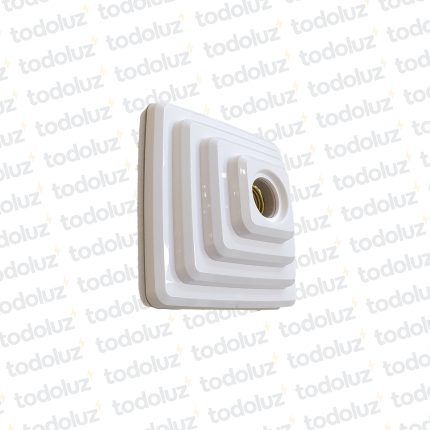 Portalampara E27 c/ Base Cuadrada Piramidal Plastico Blanco