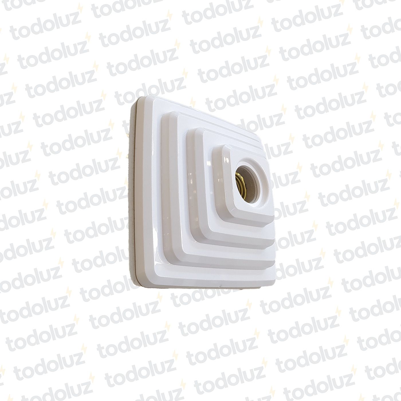 5542-interno-1be3224fc8ff4fb98e9c2de6f359ac47.jpeg Portalampara E27 c/ Base Cuadrada Piramidal Plastico Blanco