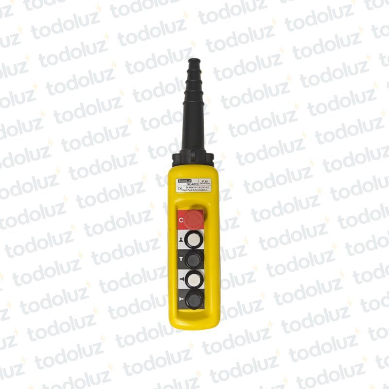 Pulsador Botonera Colgante 4 Posiciones + Pulsador Emergencia IP65 10A 400Vac
