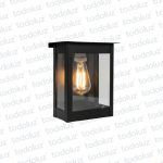 Farol p/ Pared Negro Estilo Vintage Rectangular Ventana 3C Vd. Transp. al ras 1*E27 240mm (55.092)