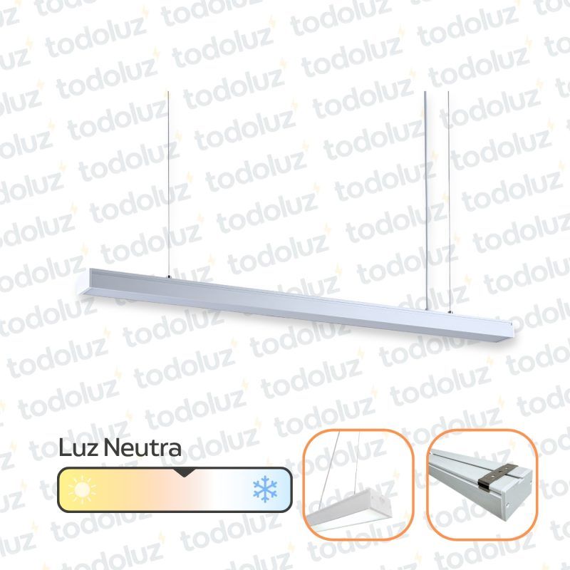 Perfil Colgante/Adosar Led Borde Blanco 1185x70x40mm 36W 3150lm Luz Neutra 4000°k 220Vac (54.1070)