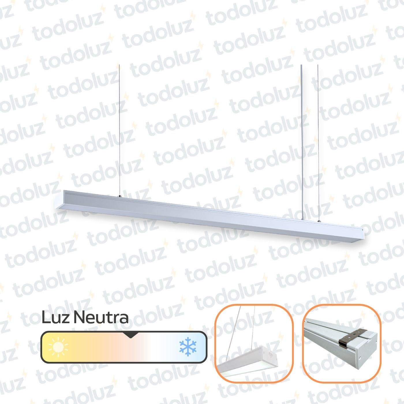5c2b70bd-ec01-4a46-a7a5-ceeb7636762e-12512.jpg Perfil Colgante/Adosar Led Borde Blanco 1185x70x40mm 36W 3150lm Luz Neutra 4000°k 220Vac (54.1070)