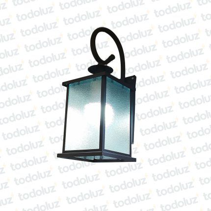 Farol p/ Pared Negro Estilo Colonial Ventana 4C Vd. Recto Punteado c/ Brazo Ondulado 1*E27 (55.081)