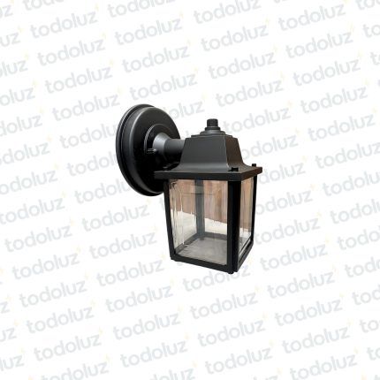 Farol p/ Pared Negro Estilo Vintage Mini Ventana 4C Transp. 1*E27 (55.085)