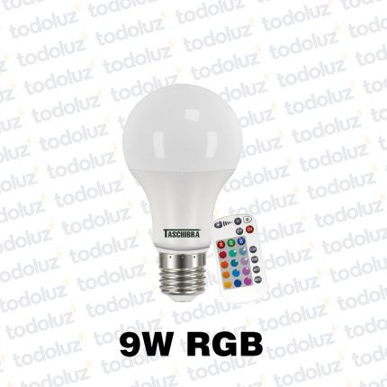 Lamp. Led Bulbo c/ Control 9W E27 RGB 220Vac Taschibra