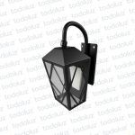 Farol p/ Pared Negro Estilo Colonial Det. Rombo Ventana 3C V. Transp. c/ Brazo 1*E27 320mm (55.063)
