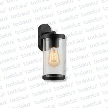 Farol p/ Pared Negro Estilo Vintage Ventana Oval Cilindrica Vd. Transp. 1*E27 (55.094)