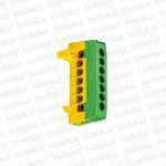 Bornera de Distribucion 1P x 7 Bornes c/ Soporte Din Verde/Amarillo