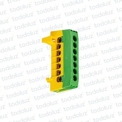 Bornera de Distribucion 1P x 7 Bornes c/ Soporte Din Verde/Amarillo