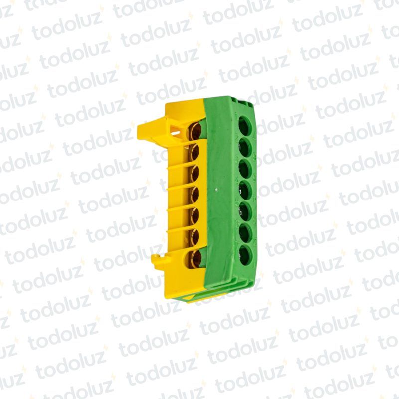 Bornera de Distribucion 1P x 7 Bornes c/ Soporte Din Verde/Amarillo
