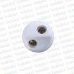 Portalampara E27 Doble c/ Base Disco Plastico Blanco c/ P. Porc. ECO 100W 250V Ilumi