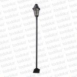 Farol Negro Diseño Colonial Ventana 6C Vd. Transp. c/ Poste 1*E27 2200mm (58.015)