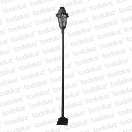 Farol Negro Diseño Colonial Ventana 6C Vd. Transp. c/ Poste 1*E27 2200mm (58.015)