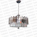 Colgante Circular Cromado Ø47cm c/ Barras de Cristal 6*E14 (54.542)(Liquidacion)