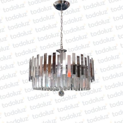 Colgante Circular Cromado Ø47cm c/ Barras de Cristal 6*E14 (54.542)(Liquidacion)