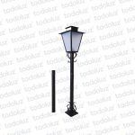 Farol Negro Diseño Colonial Ventana 4C Satin. c/ Poste 1*E27 1760mm (58.019)