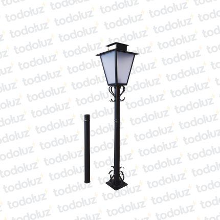 Farol Negro Diseño Colonial Ventana 4C Satin. c/ Poste 1*E27 1760mm (58.019)