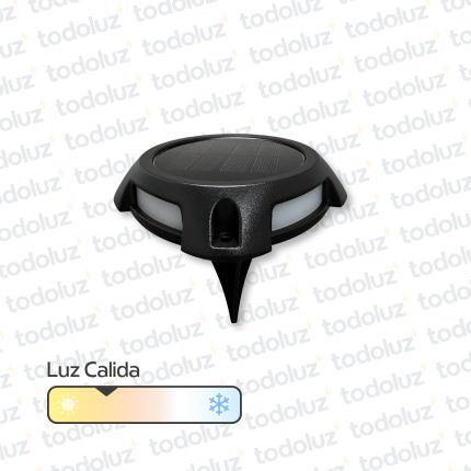Spot Solar p/ Piso c/Jabalina Negro 1W 100lm Luz Calida 3000°k