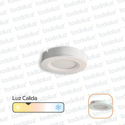 Spot Led Redondo Embutir/Adosar Borde Blanco 2W Luz Calida 3000°k