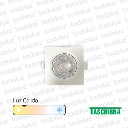 Spot Led Cuadrado Movil p/ Embutir Borde Blanco 7W 560lm 45° Luz Calida 3000°k Taschibra