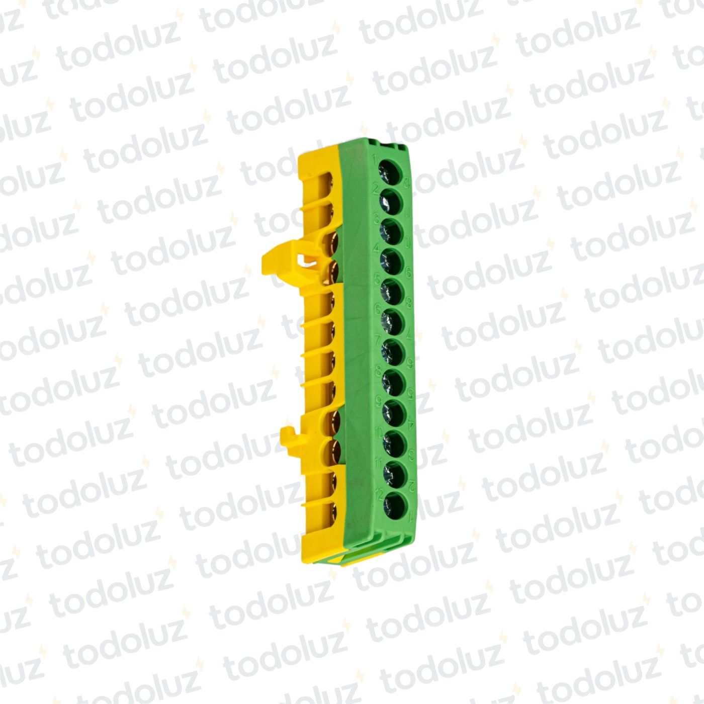 b2218656-7b91-438c-9d3b-dc10872e214c-12738.jpg Bornera de Distribucion 1P x 12 Bornes c/ Soporte Din Verde/Amarillo