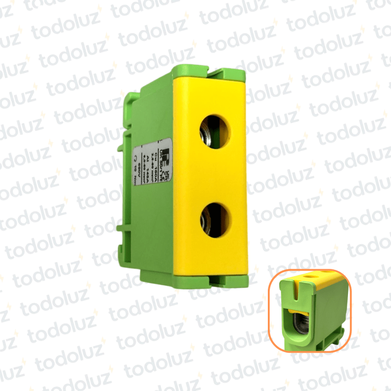Bornera Din 50mm² Verde/Amarillo AL/CU Pol