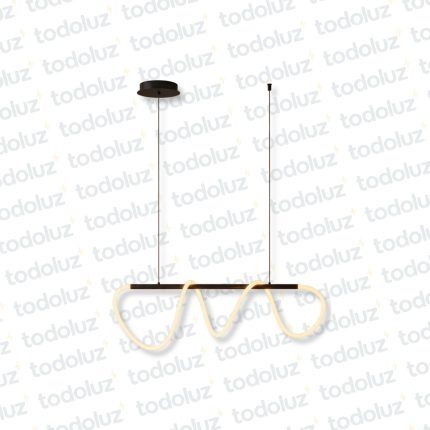 Colgante Led Incorp. Lineal Ondulado c/ Barra Horizontal Acabado Negro 40W Luz Calida 3000°k (54.1159)
