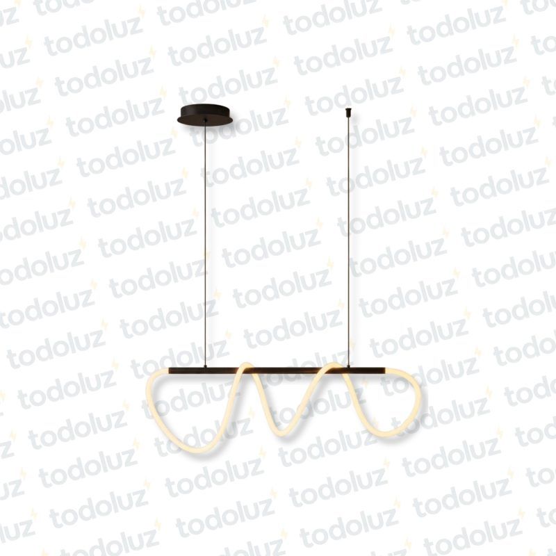 Colgante Led Incorp. Lineal Ondulado c/ Barra Horizontal Acabado Negro 40W Luz Calida 3000°k (54.1159)