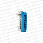 Bornera de Distribucion 1P x 7 Bornes c/ Soporte Din Azul