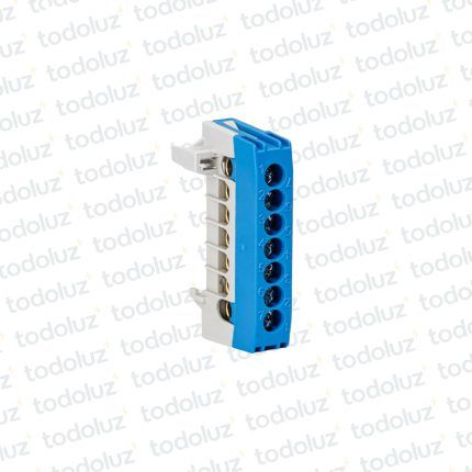 Bornera de Distribucion 1P x 7 Bornes c/ Soporte Din Azul