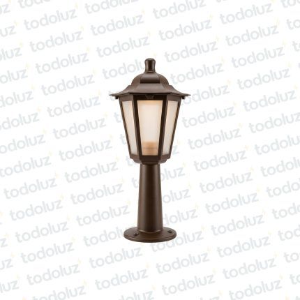 Farol Marron Diseño Colonial Ventana 6C Satin. c/ Poste 1*E27 440mm (58.037)