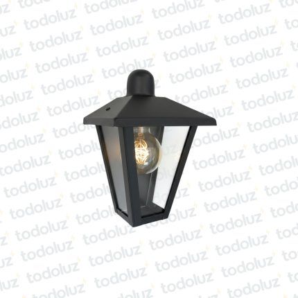 Farol p/ Pared Negro Estilo Colonial Ventana 3C V. Transp. Cerrado al Ras 1*E27 260mm (55.090)