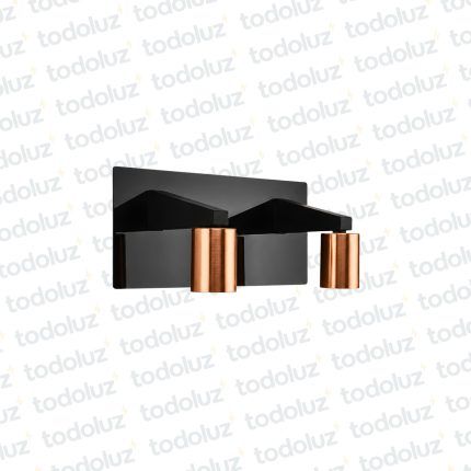 Aplique B. Rectangular y Bracito Negro Portalamp. Rose Cobrizo 2*E27 (50.566)