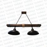 Colgante Barra Horizontal de Madera con Pantallas 2*E27, Negro c/ Detalle Yute (54.1152)