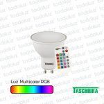 Lamp. Led Dicroica c/ Control MR16 5W GU10 RGB 220Vac Taschibra