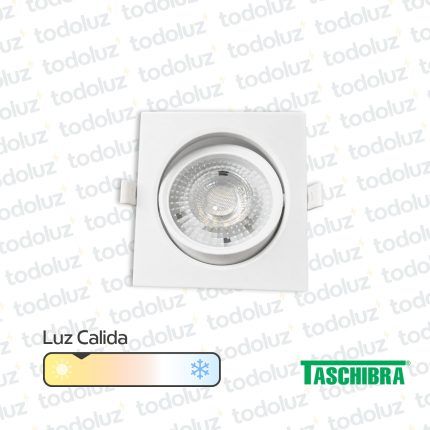 Spot Led Cuadrado Movil p/ Embutir Borde Blanco 10W Luz Calida 3000°k