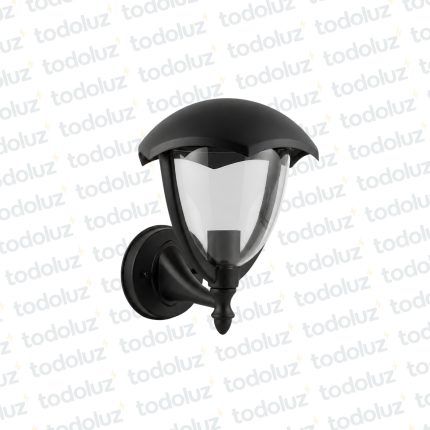 Farol p/ Pared Negro Estilo Vintage Ventana Oval 2C Vd. Transp. 1*E27 (55.093)