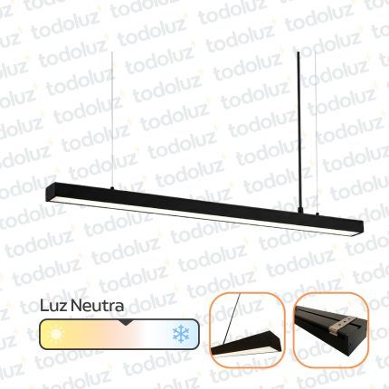 Perfil Colgante/Adosar Led Borde Negro 1185x70x40mm 36W 3150lm Luz Neutra 4000°k 220Vac (54.1063)