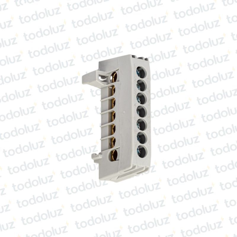 Bornera de Distribucion 1P x 7 Bornes c/ Soporte Din Gris